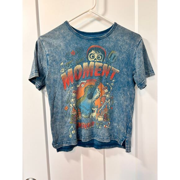 Disney Youth Pixar Coco Seize Your Moment Graphic‎ Tee Shirt Blue Size Medium - Picture 1 of 9